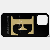 Monogram Gold Black, benutzerdefinierter Skriptnam Case-Mate iPhone Hülle (Rückseite (Horizontal))
