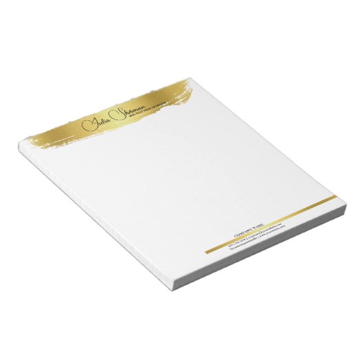 Monogram Gold Black Chic Modernes Script Minimalis Notizblock (angewinkelt)