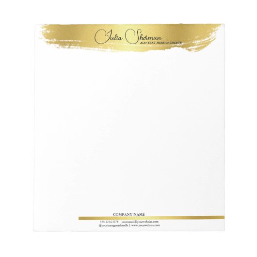 Monogram Gold Black Chic Modernes Script Minimalis Notizblock (Vorderseite)