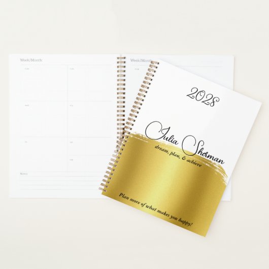 Monogram Gold Black Chic Modernes Script Minimalis Planer (Anzeige)