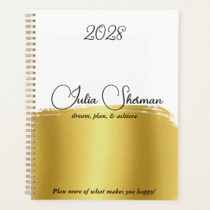 Monogram Gold Black Chic Modernes Script Minimalis Planer