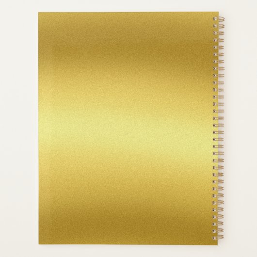 Monogram Gold Black Chic Modernes Script Minimalis Planer (Rückseite)