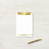 Monogram Gold Black Chic Modernes Script Minimalis Post-it Klebezettel (Auf Schreibtisch)
