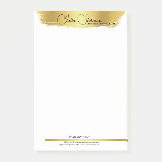 Monogram Gold Black Chic Modernes Script Minimalis Post-it Klebezettel (Vorderseite)