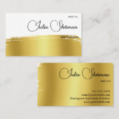 Monogram Gold Black Chic Modernes Script Minimalis Visitenkarte (Vorne/Hinten)