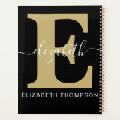 Monogram Gold Black Customized Script Name Planer (Rückseite)