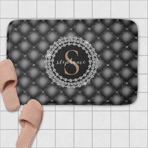 Monogram Gold Black Diamonds tufted Elegant Luxury Badematte