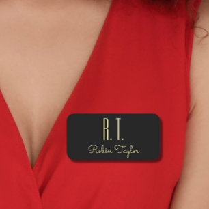 Monogram Gold Black Elegant Klassischer Minimal Namensschild