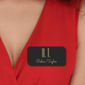 Monogram Gold Black Elegant Klassischer Minimal Namensschild