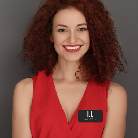 Monogram Gold Black Elegant Klassischer Minimal Namensschild