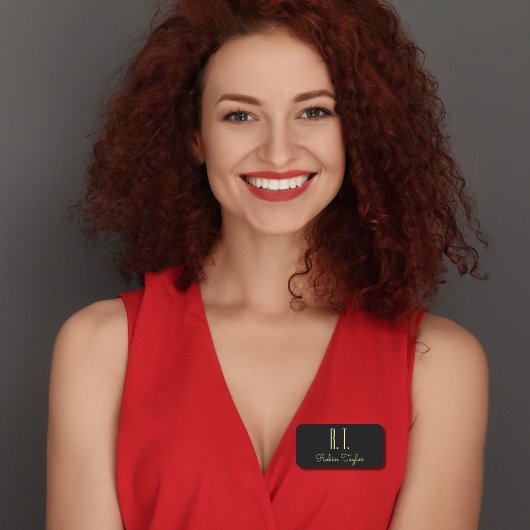 Monogram Gold Black Elegant Klassischer Minimal Namensschild