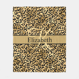 Monogram Gold Black Leopard Print Fleecedecke