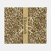 Monogram Gold Black Leopard Print Fleecedecke (Vorderseite (Horizontal))