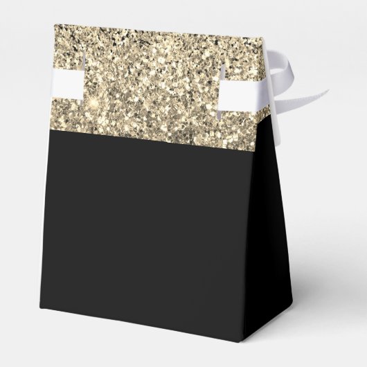 Monogram Gold Black Luxe Glitzer Geschenkschachtel (Rückseite)