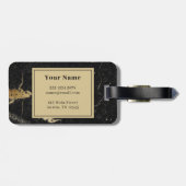 Monogram Gold Black Marble Gepäckanhänger (Rückseite horizontal)