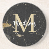 Monogram Gold Black Marble Getränkeuntersetzer (Vorne)