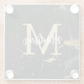 Monogram Gold Black Marble Glasuntersetzer (Rückseite)