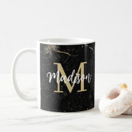 Monogram Gold Black Marble Kaffeetasse