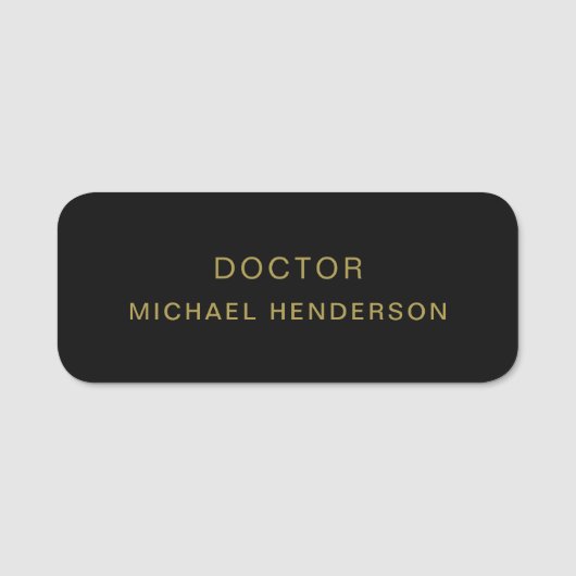 Monogram Gold Black Minimalistisch Elegante Modern Namensschild (Vorderseite)