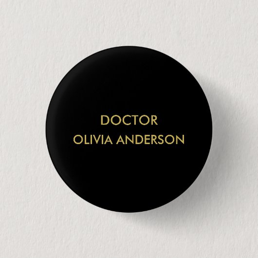 Monogram Gold Black Minimalistisch Modern Button (Vorderseite)