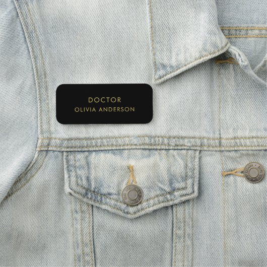 Monogram Gold Black Minimalistisch Modern Namensschild (Beispiel)