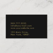 Monogram Gold Black Minimalistisch Modern Visitenkarte (Rückseite)