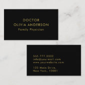 Monogram Gold Black Minimalistisch Modern Visitenkarte (Vorne/Hinten)