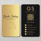 Monogram Gold Black QR Code Visitenkarte
