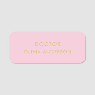 Monogram Gold Blush Pink Minimalistisch Modern Namensschild