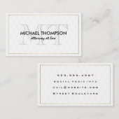 Monogram Gold Border Elegant Diamond Muster Visitenkarte (Vorne/Hinten)