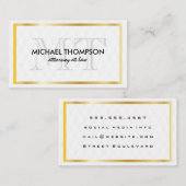 Monogram Gold Border Elegant Diamond Muster Visitenkarte (Vorne/Hinten)