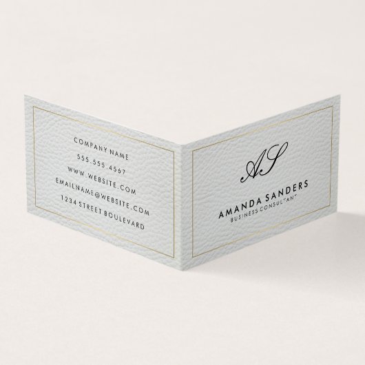 Monogram Gold Border Imitats Leather Business Card Visitenkarten (Vorderseite)