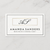 Monogram Gold Border Minimalistisch Visitenkarte (Vorderseite)