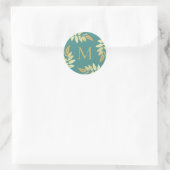 Monogram Gold Botanical Blätter Umschlag Aufkleber (Tasche)