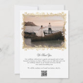 Monogram Gold Botanical Wreath Foto Frame Wedding Save The Date (Rückseite)