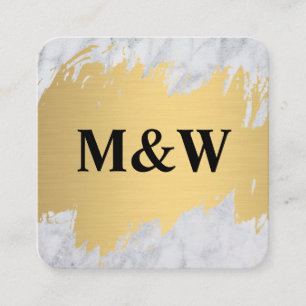 Monogram Gold Brushed and Marmor Quadratische Visitenkarte