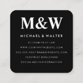 Monogram Gold Brushed and Marmor Quadratische Visitenkarte (Rückseite)