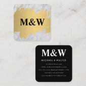 Monogram Gold Brushed and Marmor Quadratische Visitenkarte (Vorne/Hinten)