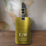 Monogram Gold Brushed Metallic Elegant<br><div class="desc">Mit diesem ausgeklügelten Accessoire präsentieren wir Ihnen unsere Monogram Brushed Metallic Elegant Luggage Tag: Erhöhen Sie Ihr Reiseerlebnis. Dieses Gepäckanhänger aus gebürstetem Metall strahlt Eleganz und Stil aus. Das Monogramm-Design verleiht Ihrem Gepäck eine personalisierte Touch, die es Ihnen erleichtert, Ihr Gepäck zu identifizieren und gleichzeitig eine Touch an Eleganz zu...</div>