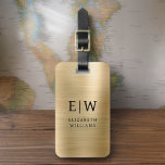 Monogram Gold Brushed Metallic Elegant<br><div class="desc">Mit diesem ausgeklügelten Accessoire präsentieren wir Ihnen unsere Monogram Brushed Metallic Elegant Luggage Tag: Erhöhen Sie Ihr Reiseerlebnis. Dieses Gepäckanhänger aus gebürstetem Metall strahlt Eleganz und Stil aus. Das Monogramm-Design verleiht Ihrem Gepäck eine personalisierte Touch, die es Ihnen erleichtert, Ihr Gepäck zu identifizieren und gleichzeitig eine Touch an Eleganz zu...</div>