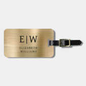 Monogram Gold Brushed Metallic Elegant Gepäckanhänger (Vorderseite horizontal)