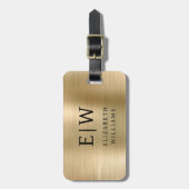 Monogram Gold Brushed Metallic Elegant Gepäckanhänger (Vorderseite vertikal)
