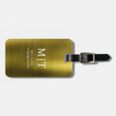 Monogram Gold Brushed Metallic Elegant Gepäckanhänger (Vorderseite horizontal)