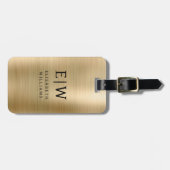 Monogram Gold Brushed Metallic Elegant Gepäckanhänger (Vorderseite horizontal)