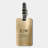 Monogram Gold Brushed Metallic Elegant Gepäckanhänger (Vorderseite vertikal)