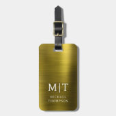 Monogram Gold Brushed Metallic Elegant Gepäckanhänger (Vorderseite vertikal)