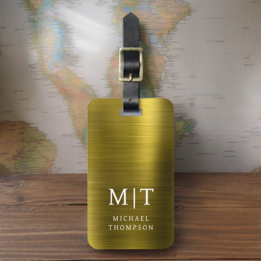 Monogram Gold Brushed Metallic Elegant Gepäckanhänger
