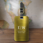Monogram Gold Brushed Metallic Elegant Gepäckanhänger<br><div class="desc">Mit diesem ausgeklügelten Accessoire präsentieren wir Ihnen unsere Monogram Brushed Metallic Elegant Luggage Tag: Erhöhen Sie Ihr Reiseerlebnis. Dieses Gepäckanhänger aus gebürstetem Metall strahlt Eleganz und Stil aus. Das Monogramm-Design verleiht Ihrem Gepäck eine personalisierte Touch, die es Ihnen erleichtert, Ihr Gepäck zu identifizieren und gleichzeitig eine Touch an Eleganz zu...</div>