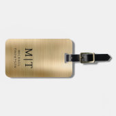 Monogram Gold Brushed Metallic Elegant Gepäckanhänger (Vorderseite horizontal)