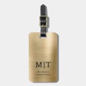 Monogram Gold Brushed Metallic Elegant Gepäckanhänger (Vorderseite vertikal)